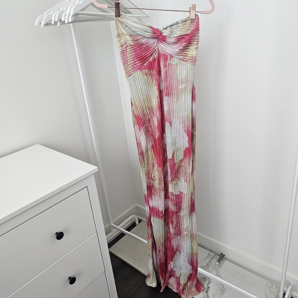 SHEIN Pink Pleated Maxi Dress